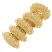 Cuentas redondas trabajadas 7 mm - Chapado en oro x6