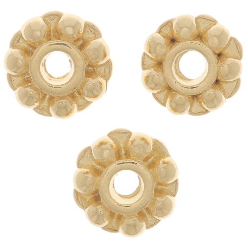 Cuentas arandela de flor 7 mm - Chapado en oro x6