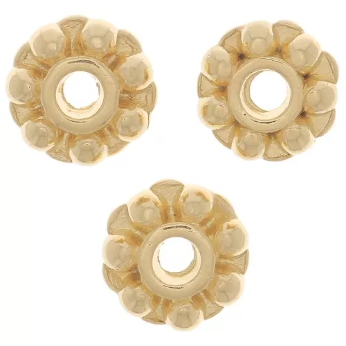 Cuentas arandela de flor 7 mm - Chapado en oro x6