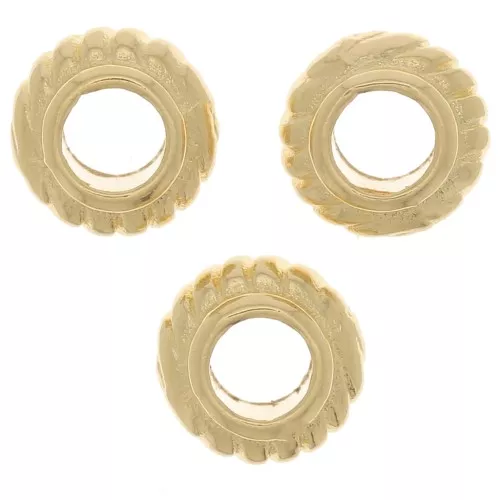 Cuentas redondas trabajadas de 6 mm - Chapado en oro x6