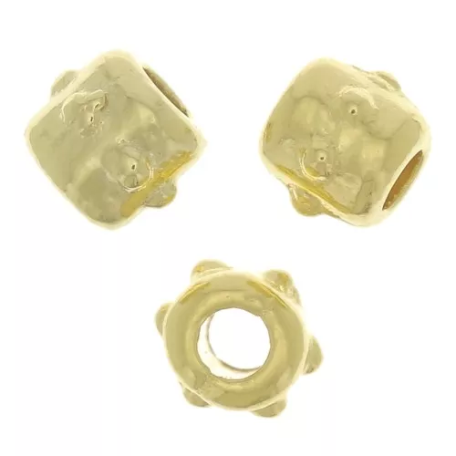 Minicuentas tubos trabajadas con bolitas de 3x3,5 mm - Chapado en oro x10