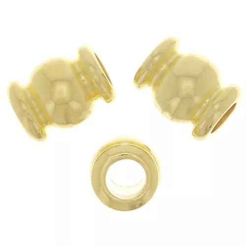 Perlas de tubo trabajadas 6x5 mm - Chapado en oro x6