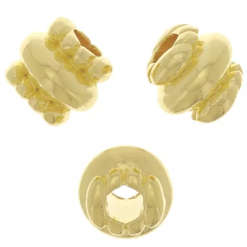 Perlas de tubo trabajadas 6x6,5 mm - Chapado en oro x6