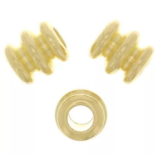 Perlas de tubo trabajadas 6x6 mm - Chapado en oro x6