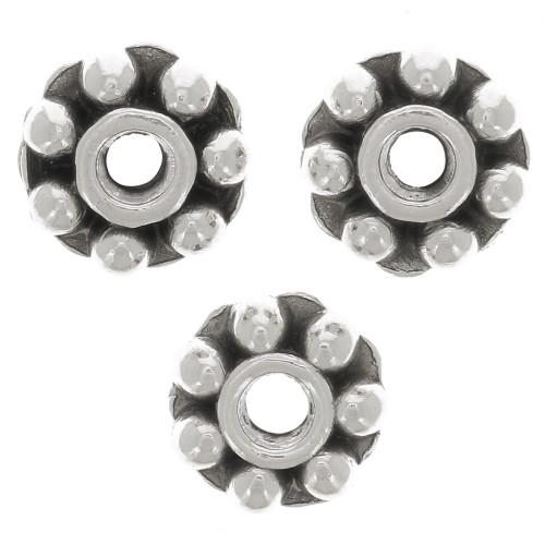 Cuentas florales 7 mm - Plateado antiguo x6