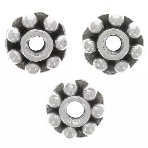 Cuentas florales 7 mm - Plateado antiguo x6