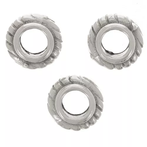 Cuentas redondas trabajadas 6 mm - Plateado antiguo x6