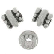 Cuentas de tubo trabajadas 6x6,5 mm - Chapado en plata antigua x6