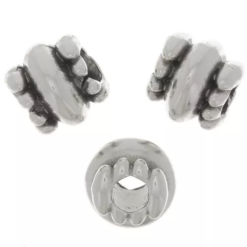 Cuentas de tubo trabajadas 6x6,5 mm - Chapado en plata antigua x6