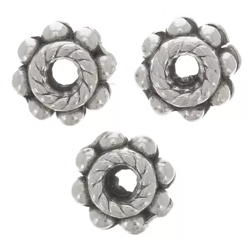 Cuentas florales 5,5 mm - Plateado antiguo x10