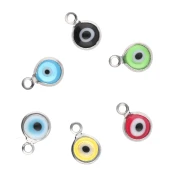Mini colgantes de ojo con resina 9,8x6,5 mm - Acero inoxidable 304 - Multicolor x6