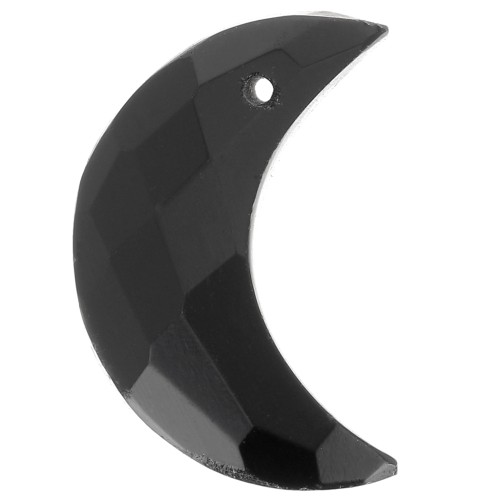 Colgante de media luna facetada de 18x12 mm - Ónix negro x1