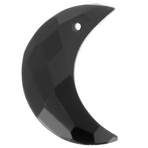 Colgante de media luna facetada de 18x12 mm - Ónix negro x1