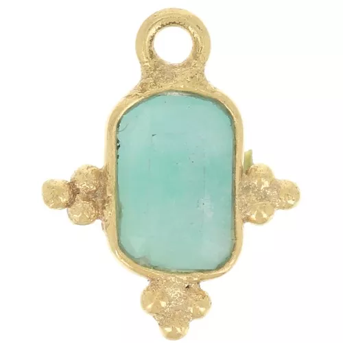 Dije facetado rectángulo - bolitas 12x10,5 mm Amazonita con oro fino x1