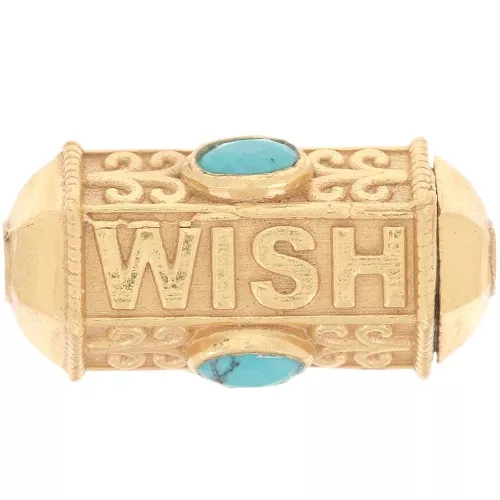 Cuenta cilíndrica WISH con gema de imitación 25x12 mm - Dorado con oro fino - Turquesa x1