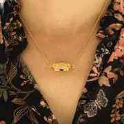 Cuenta cilíndrica WISH con gema de imitación 25x12 mm - Dorado con oro fino - Turquesa x1