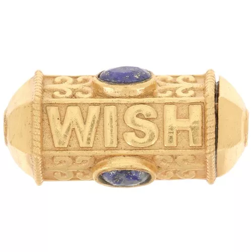 Cuenta cilíndrica WISH con piedra preciosa 25x12 mm - Dorado con oro fino - Lapislázuli x1