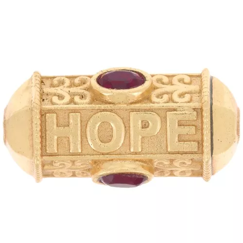 Cuenta cilíndrica HOPE con piedra preciosa 25x12 mm - Dorado con oro fino - Granate x1