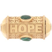 Cuenta cilíndrica amuleto HOPE con piedra preciosa 25x12 mm - Dorado con oro fino - Malaquita x1