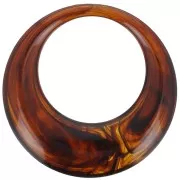 Pendentif rond évidé en résine translucide 44 mm - Ambre marbré x1