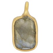 Colgante de piedra preciosa rectangular facetada 10x5 mm - Dorado con oro fino - Labradorita x1|raw }}