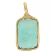 Dije rectangular facetado de gema, 10 x 5 mm - Dorado en oro fino - Amazonita x1