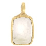 Dije de piedra preciosa rectangular facetada 10x5 mm - Dorado con oro fino - Cuarzo Rosa x1|raw }}