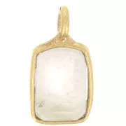 Dije de piedra preciosa rectangular facetada 10x5 mm - Dorado con oro fino - Cuarzo Rosa x1
