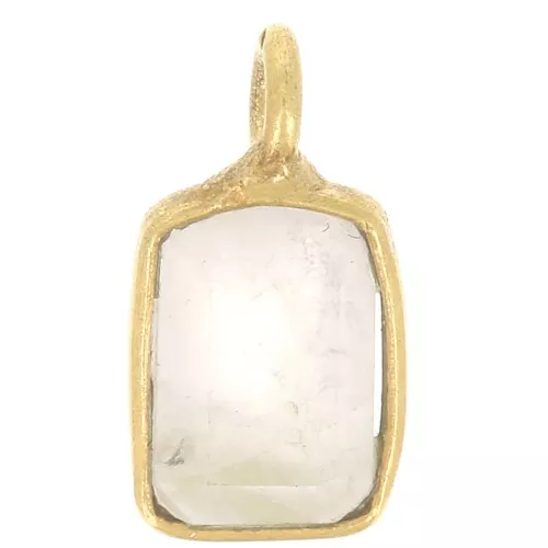 Dije de piedra preciosa rectangular facetada 10x5 mm - Dorado con oro fino - Cuarzo Rosa x1