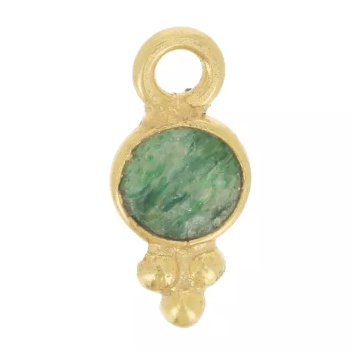 Charm redondo facetado con bolitas 10.5x5 mm - Dorado con oro fino - Aventurina x1