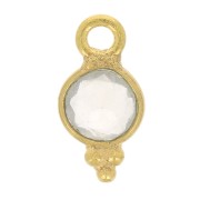 Charm Facetado Redondo con Bolas Pequeñas 9x5 mm - Dorado con oro fino - Cuarzo Rosa x1|raw }}