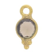 Charm redondo facetado con bolitas 9x5 mm - Dorado con oro fino - Cuarzo ahumado x1|raw }}