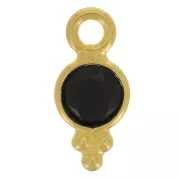 Ónix - Colgante redondo facetado con bolitas 10.5x5 mm - Dorado con oro fino - Ónix negro x1 Colgante redondo facetado con bolitas 10.5x5 mm - Dorado con oro fino - Ónix negro x1