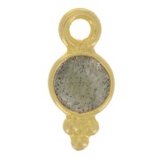 Charm redondo facetado con bolitas 10.5x5 mm - Dorado con oro fino - Labradorita x1|raw }}