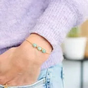 Cuenta de gema ovalada facetada 9x7 mm - Dorado con oro fino - Labradorita x1