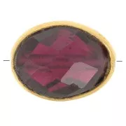 Cuenta de gema ovalada facetada 9x7 mm - Dorado con oro fino - Granate x1
