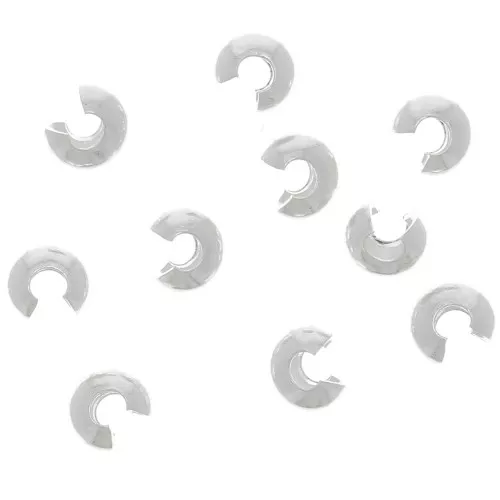 Cubiertas de cuentas aplastables de 2 mm - Chapado fino de plata x25