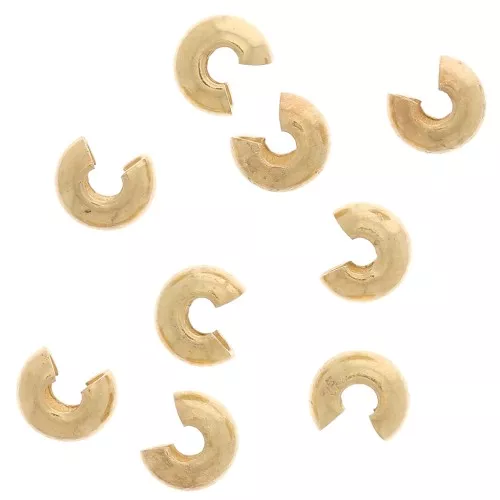 Tapas de cuentas aplastables de 3 mm - Chapado en oro x25