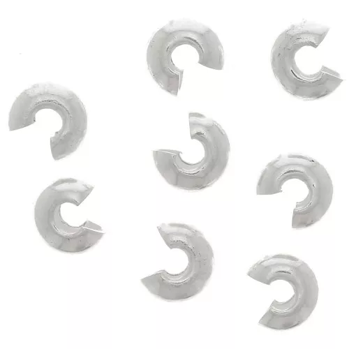 Tapas de cuentas aplastables de 3 mm - Plateadas x25
