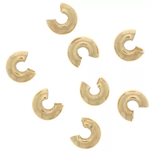 Tapas de cuentas aplastables de 4 mm - Chapado en oro x25