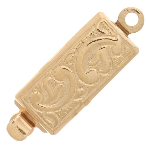 Broche de clip rectangular 18x6 mm - diseño arabesco - Oro x1