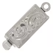 Cierre rectangular a presión de 18 x 6 mm - motivo de arabescos - Bronce blanco x1