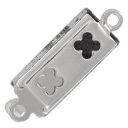 Cierre rectangular a presión de 18 x 6 mm - motivo de arabescos - Bronce blanco x1