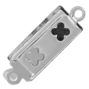 Cierre rectangular a presión de 18 x 6 mm - motivo de arabescos - Bronce blanco x1
