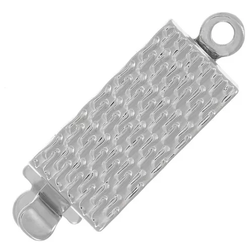 Cierre de clip rectangular texturizado 18x6 mm - Rhodié x1
