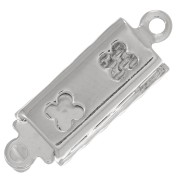 Cierre de clip rectangular texturizado 18x6 mm - Rhodié x1