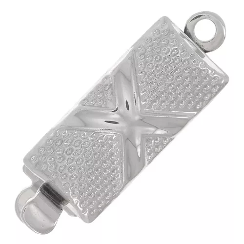 Cierre rectangular 18x6 mm - Rodio x1