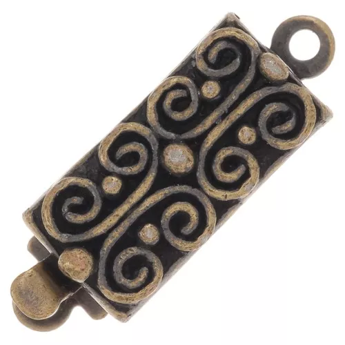 Cierre rectangular con bolitas 18x6,5 mm - Bronce x1