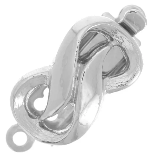 Cierre clip rectángulo 18x8 mm - motivo infinito - Bronce blanco x1