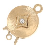 Cierre de clip redondo con rayas y strass 18x12 mm - diseño de diamante - Oro - Cristal|raw }}